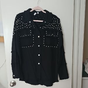 Elan Black Shirt with Silver Accents